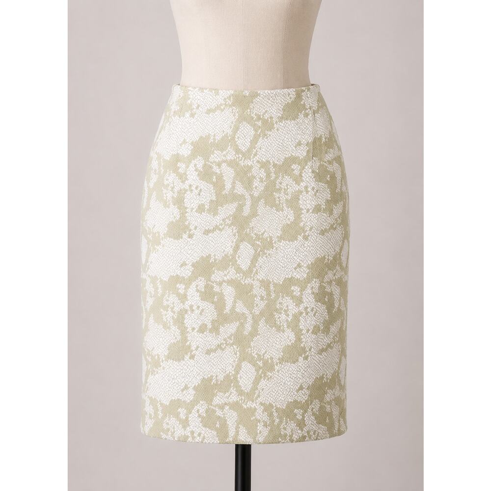 Leather Snakeskin Print Skirt Tan White Small Escada